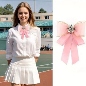 Elegant Pink Bow Brooch